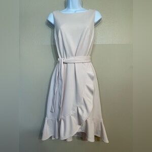 Calvin Klein Cream Midi Lined Dress with Ruffle Detail women’s size 4